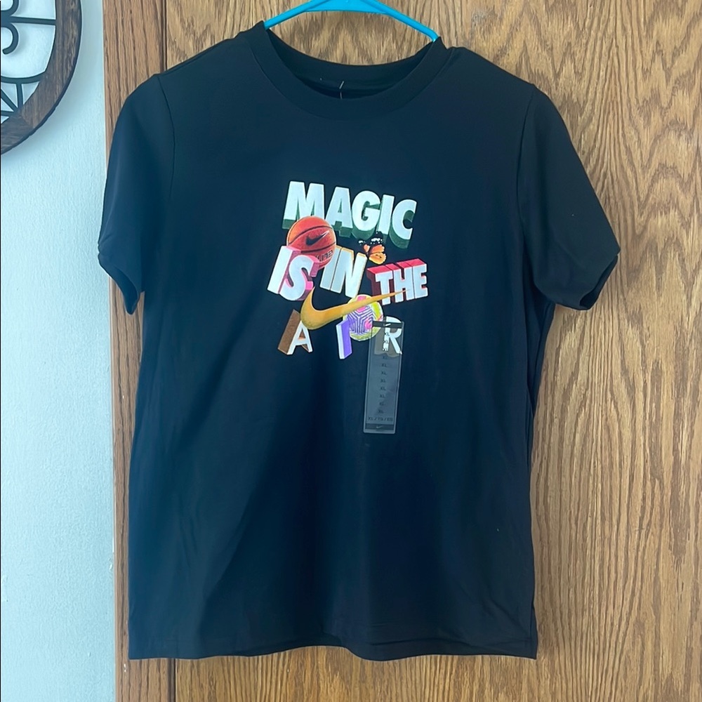 Nike Kids Black Graphic T-Shirt with Colorful Print